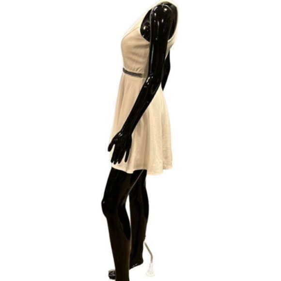 Emerald Sundae white halter top dress w/black & white rhinestones around waist s - Picture 6 of 12